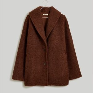 Madewell - Brown Pebbled Faux Shearling Shawl Collar Coat